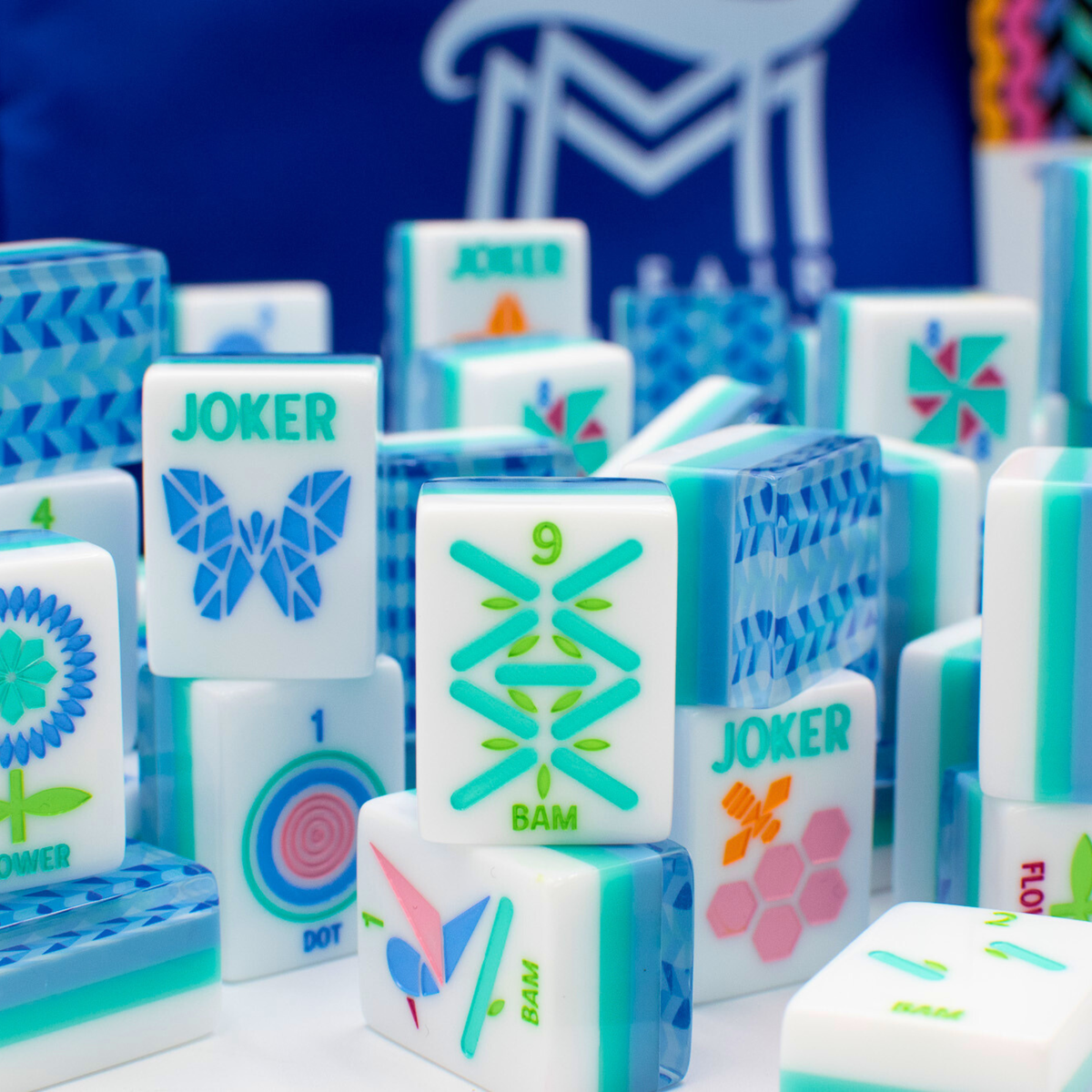Crystal Prism Blue | Mahjong with Bold Angles and Vibrant Vibes | 1.25" x 0.9" x 0.7"