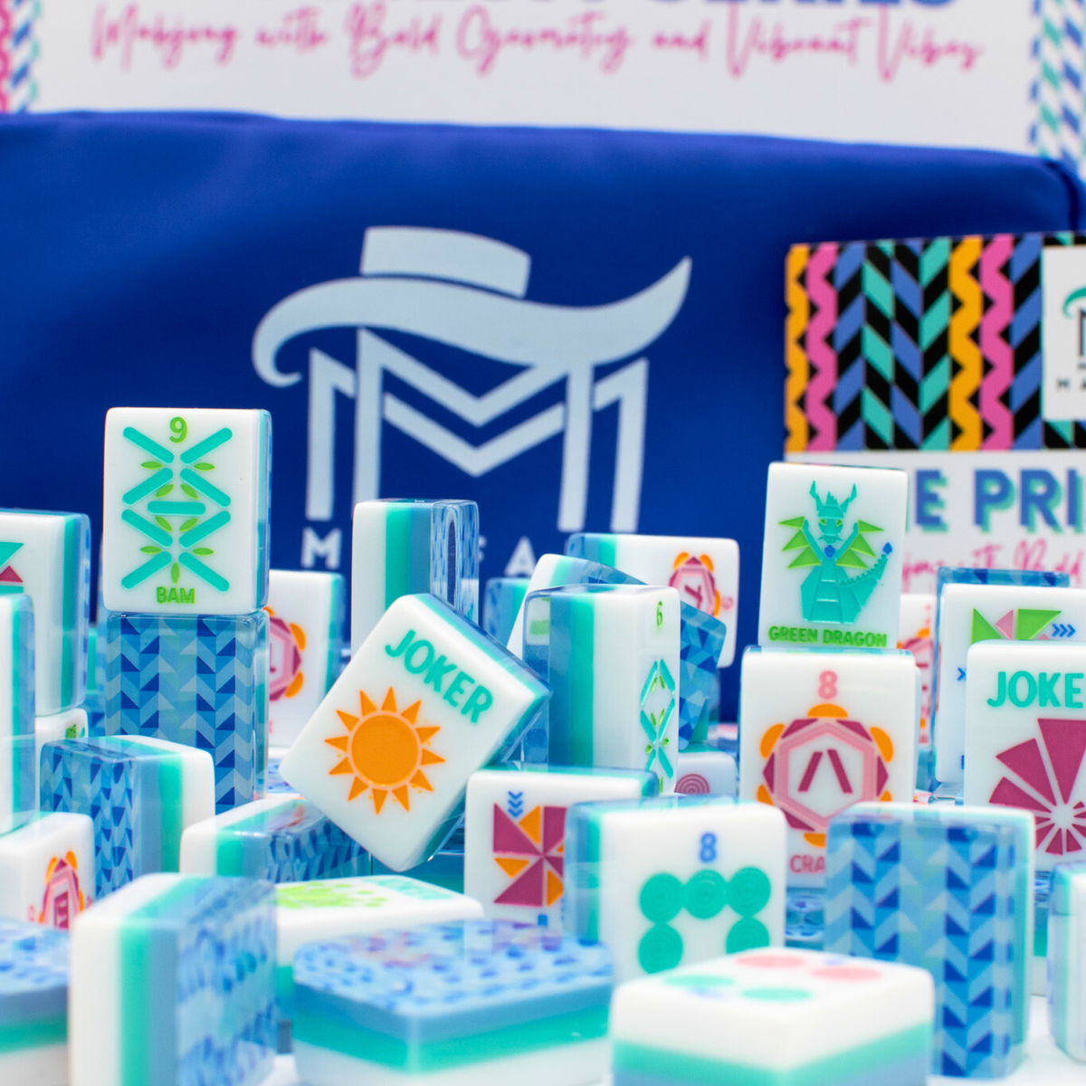 Crystal Prism Blue | Mahjong with Bold Angles and Vibrant Vibes | 1.25" x 0.9" x 0.7"